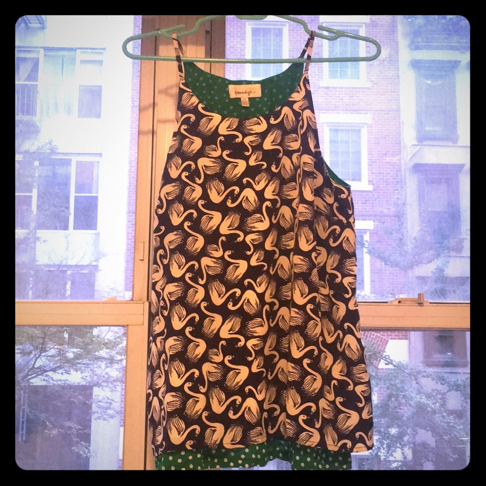 Cute layered vest top with swan prints